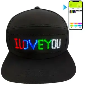 1pc Wireless LED Sports Cap Connected Smart App Programmable, 12x48 Pixel Info Scrolling LED Display, Battery Rechargeable - Perfect for Outdoor Party Decoration, Gifts