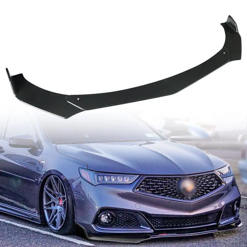 V-Style Gloss Black ABS Plastic Front Bumper Lip Splitter Kit for Acura TLX Sedan 2015-2021, Longer Width 3D Bold Car Exterior Accessory, Durable Spoiler Cover Set with Bumper Protection, Scratch Guard & Includes Screws