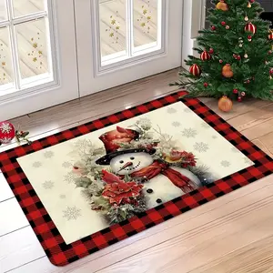 Christmas theme, Christmas snowflake pattern doormat, door mat, machine washable, suitable for living room, bedroom, kitchen, office, indoor and outdoor entrance doormats, holiday home decoration, room decoration