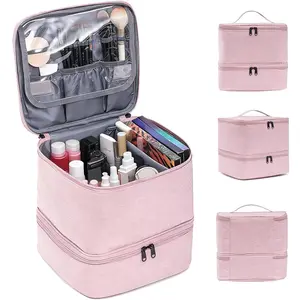 Nail Polish Organizer, Handheld Double Layer Organizer with Adjustable Dividers for Nail Polish Small Manicure Lamp Manicure Tools Essential and Travel