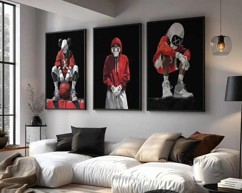 Get Rich Money Bear Posters, Kaws Set of 3 Hypebeast Wall Arts, Hip Hop Bear Prints, Printable Crypto Millionaire Poster, Digital prints Room Decor
