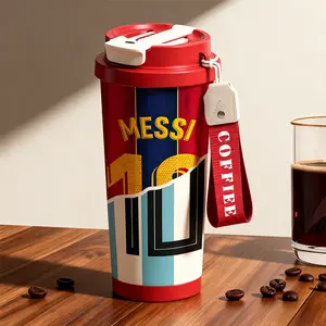 Soccer-Inspired Travel Tumbler – Stylish Coffee Cup with Team Jersey Design, Featuring Soft Silicone Handle & Leakproof Lid. Multiple Soccer Team and Player Designs, Perfect for Sports Fans & On-the-Go Coffee Lovers!