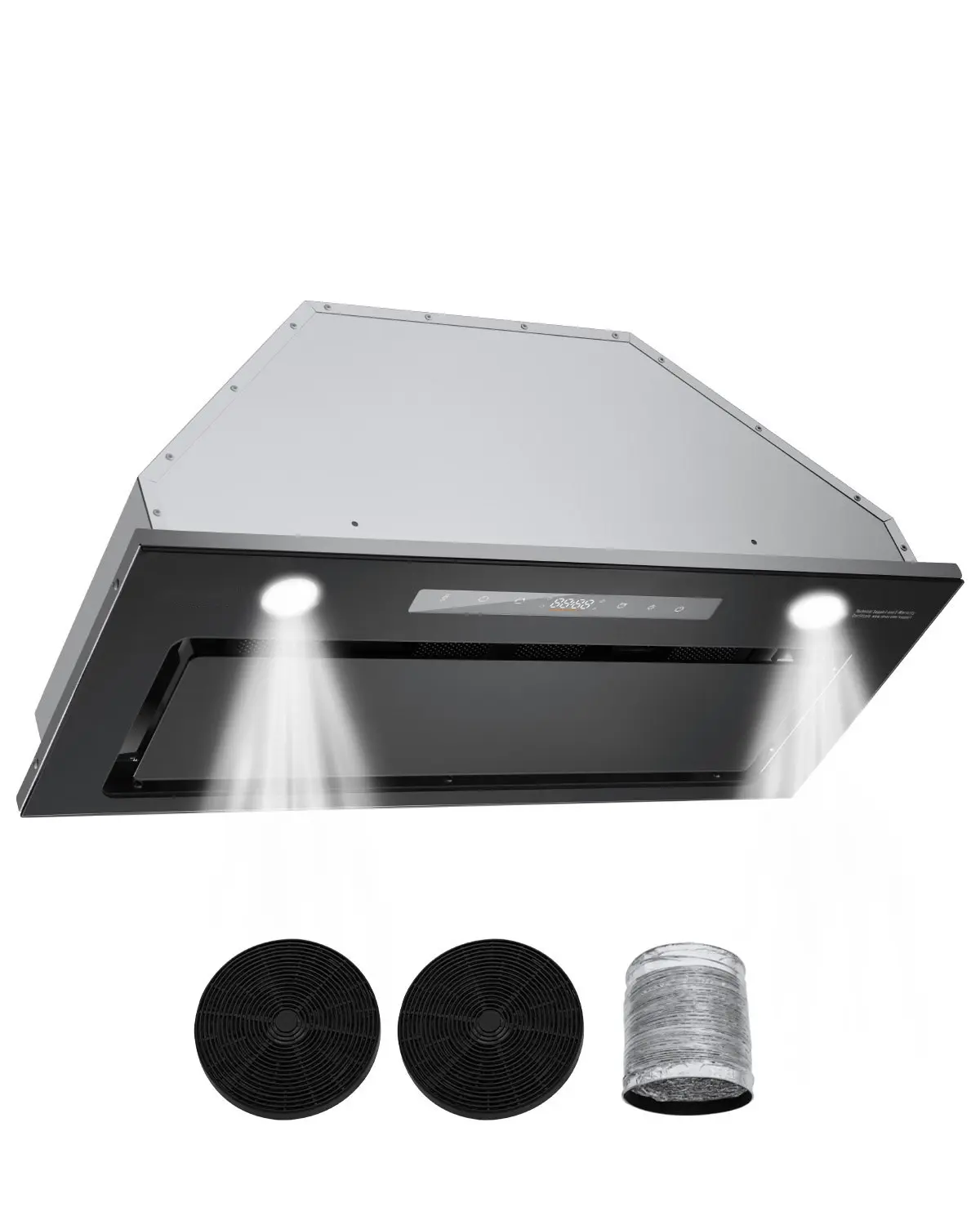 30-Inch Built-In Range Hood Insert Vent Hood, 800 CFM High Airflow, Gesture and Touch Control, Quiet Operation, LED Lighting, Stainless Steel Finish, Cabinet-Mount Design, Ducted or Ductless Convertible, Easy Install