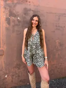 Sleeveless Printed Romper Leopard