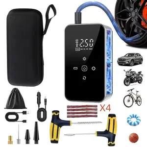Tire Inflator Portable Air Compressor, with Digital Pressure Gauge, Tire Repair Kit with Air Compressor, 2X Fast Inflation Auto Shutoff Tires Pump for Cars Motors Bikes Balls - Tire repair kit