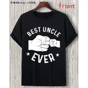 Men’s Black T-Shirt with "BEST UNCLE EVER" Text and Intergenerational Fist Bump