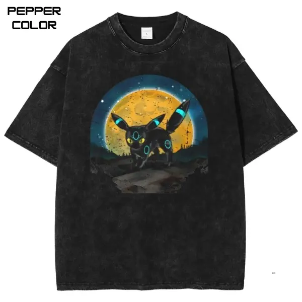 Umbreon Cat Graphic T-Shirt, PKM Shirt, 90s Vintage Anime Shirt, Unisex Streetwear Tee, cotton crewneck shirt, Gift for Men, Women, Anime Lover Gift Top Womenswear