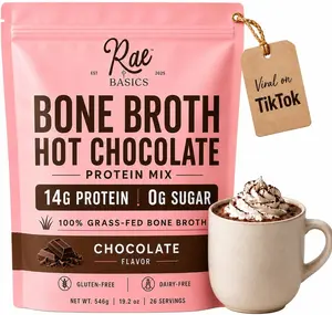 Rae Basics Bone Broth Protein Mix – Protein & Collagen Organic Supplement for Gut, Skin & Hair Healthcare, Chocolate, Mocha or Caffeinated Chocolate, For Women & Men, 252g, 12 Servings, | Sports Drink | Recovery Drink | TIKTOK EXCLUSIVE