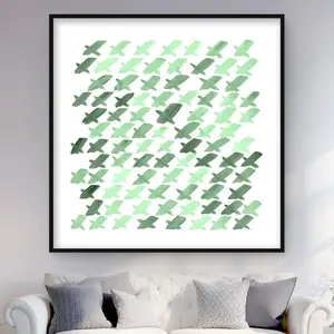 212 MAIN Framed Matted Wall Art - 48x48 in, Green Geometric Artistic Prints, Abstract Light Mint Design, Home Room Decor (Home Supplies), Green Geometric Prints