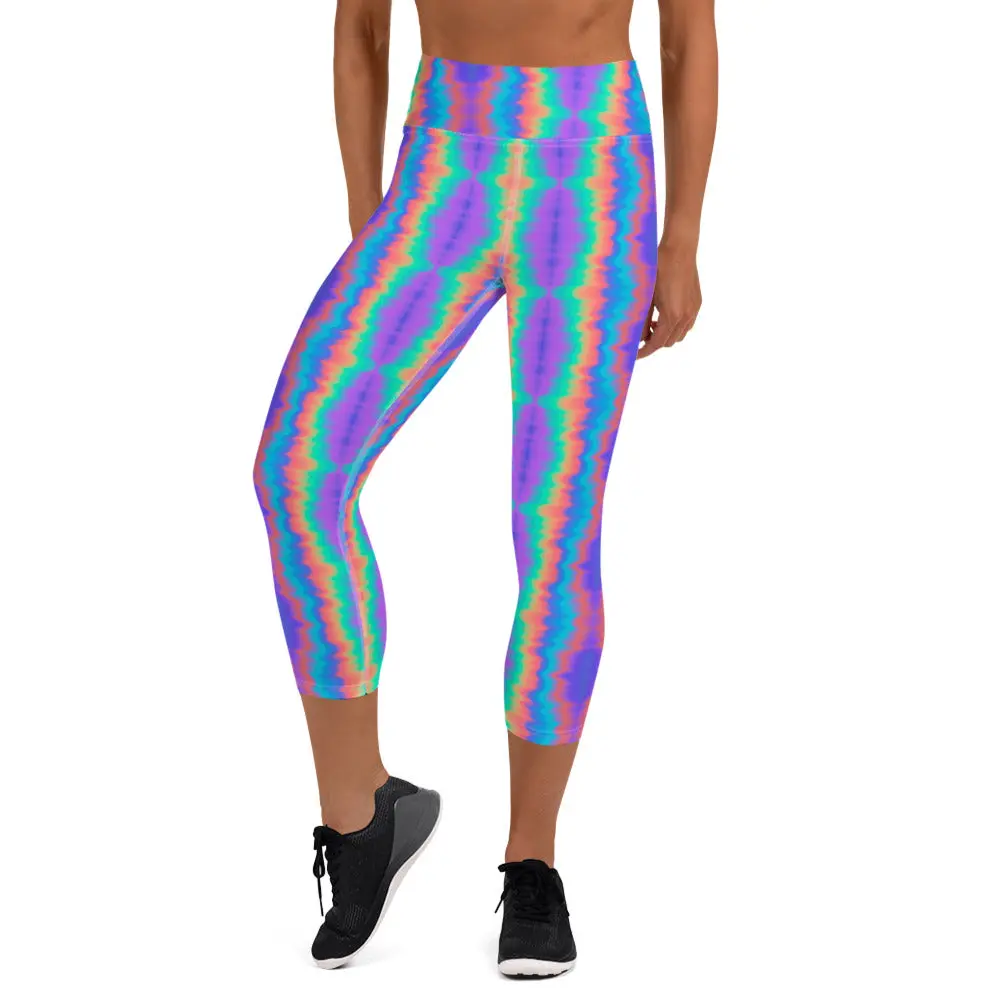 Tie Dye Neon Capri Leggings