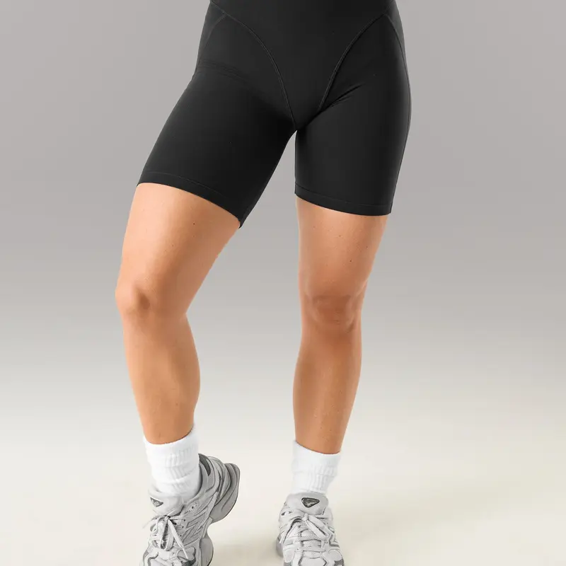 Alphalete Women's Parker Mid-Rise Biker Shorts - Black, 7" Inseam, High Compression, Buttery Soft, 4-Way Stretch, High-Waisted Workout Bottoms