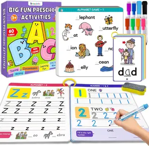 Preschool Learning Activities - Reusable Handwriting Tracing Books for Kids, PreK Kindergarten Workbooks, CVC Word Game, Numbers & Alphabet Educational Learning Toys for 3, 4, 5, 6 Year Old