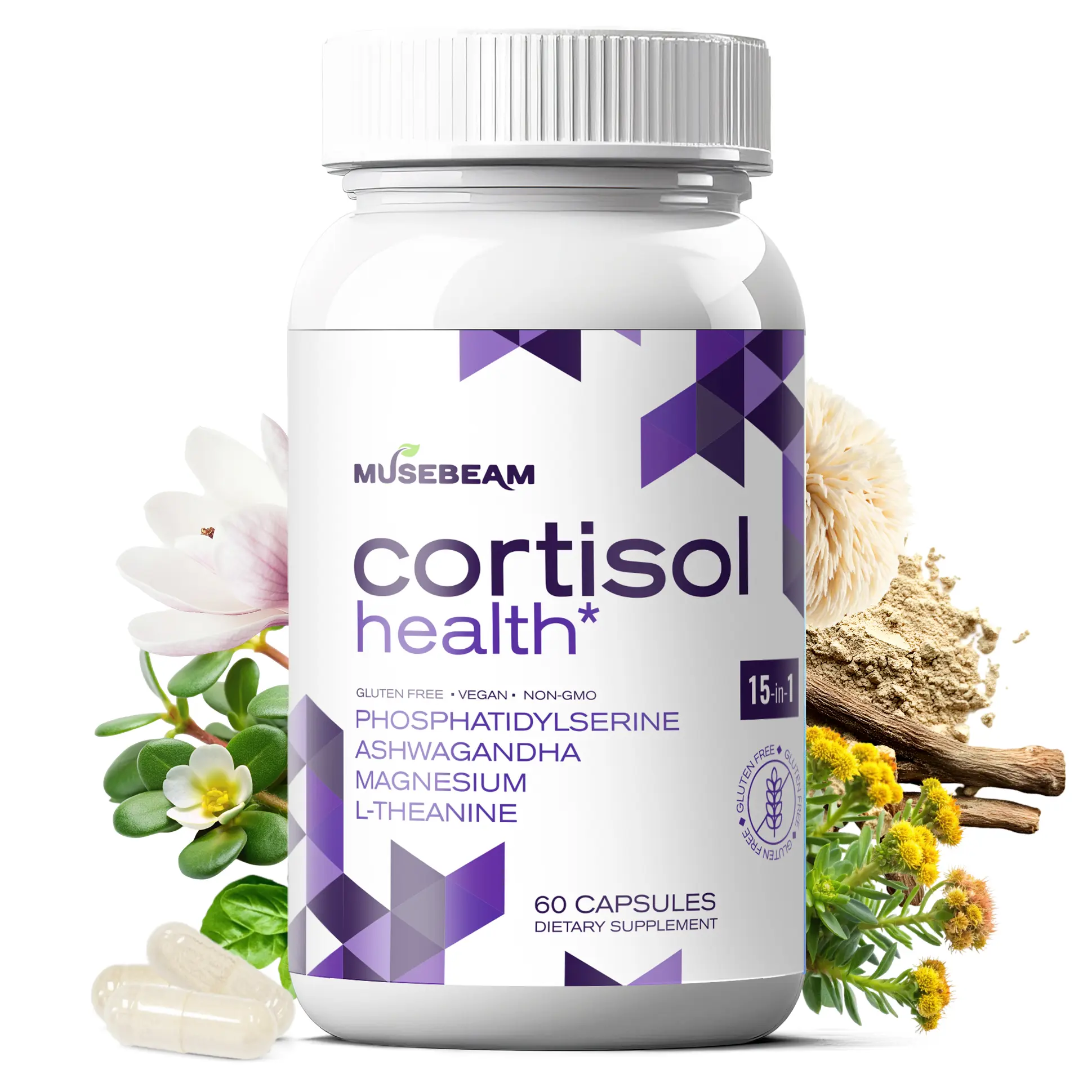 MuseBeam Cortisol Detox Supplement – Magnesium, Ashwagandha & L-Theanine Blend for Relaxation, Balance & Everyday Stress Support
