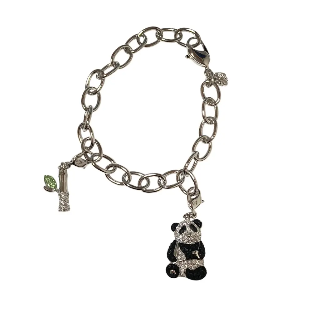 Pre-owned Swarovski Crystal Small Leather Goods Panda Bracelet