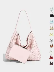 Leather Woven Tote Bag for Women, Large Capacity Handmade Shoulder Bag, Hobo Shoulder Bag, Casual Commuter Bucket Tote, Perfect Gift for Mother's Day