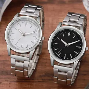 Stainless Steel Quartz Watches for Women and Men - Leisure Fashion Golden Ladies and Silver Couple Gift