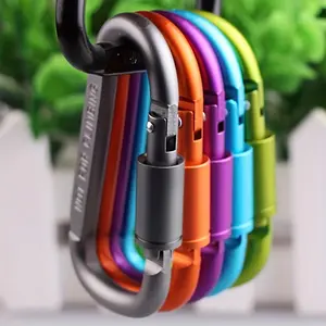 6pcs Heavy Duty D-Shape Mountain Buckles - Sturdy Twist-Lock Metal Clips for Camping, Hiking, Backpacks | Locking Buckle for Hammocks, Dog Leashes, Harnesses