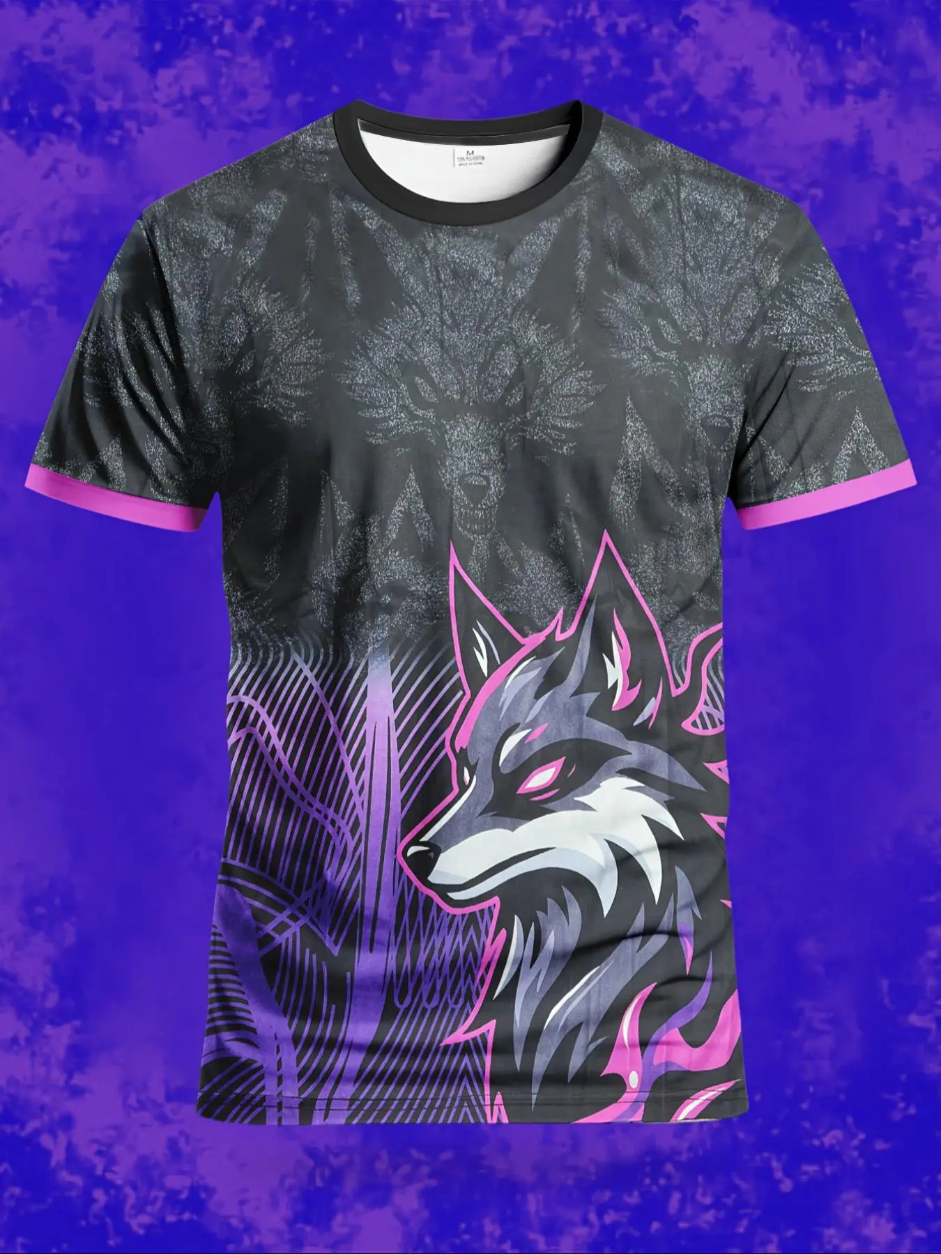 Men's Soccer Training Jersey, Geometric Wolf Design, // Gradient, Breathable Lightweight, Sporty Fitted Long Sleeve Top, Athletic Activewear, Football Shirts, Sports Tops, Sportswear Clothing