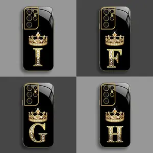 Suitable for [Galaxy S21 Ultra 5g] New high-end crown electroplated gold edge mobile phone case new business simple explosion-proof mobile phone case affordable anti-fall anti-fingerprint-888