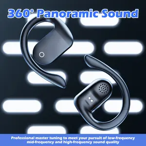 High aesthetic value, artificial intelligence noise reduction, open headphones, hanging on ear headphones, long battery life, free calling, unable to shake off both ears, comfortable to wear for a long time without pain,  Black Headset