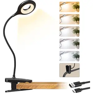 Clip on Reading Light for Bed Headboard, 5 Colors 5 Brightness Desk Lamp with Strong Clamp, USB-C Rechargeable Gooseneck Night Light for Kids Bunk Bed Shelf, Perfect for Reading & Working
