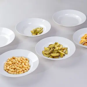 Set of 6 White 9-Inch Round Dinner Plates, Modern Scratch-Resistant Smooth Glaze Plates - Dishwasher Microwave Oven Safe for Salad & Serving
