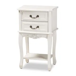 Baxton Studio Gabrielle French Provincial Multipurpose 2-Drawer Cabinet, White/Brass