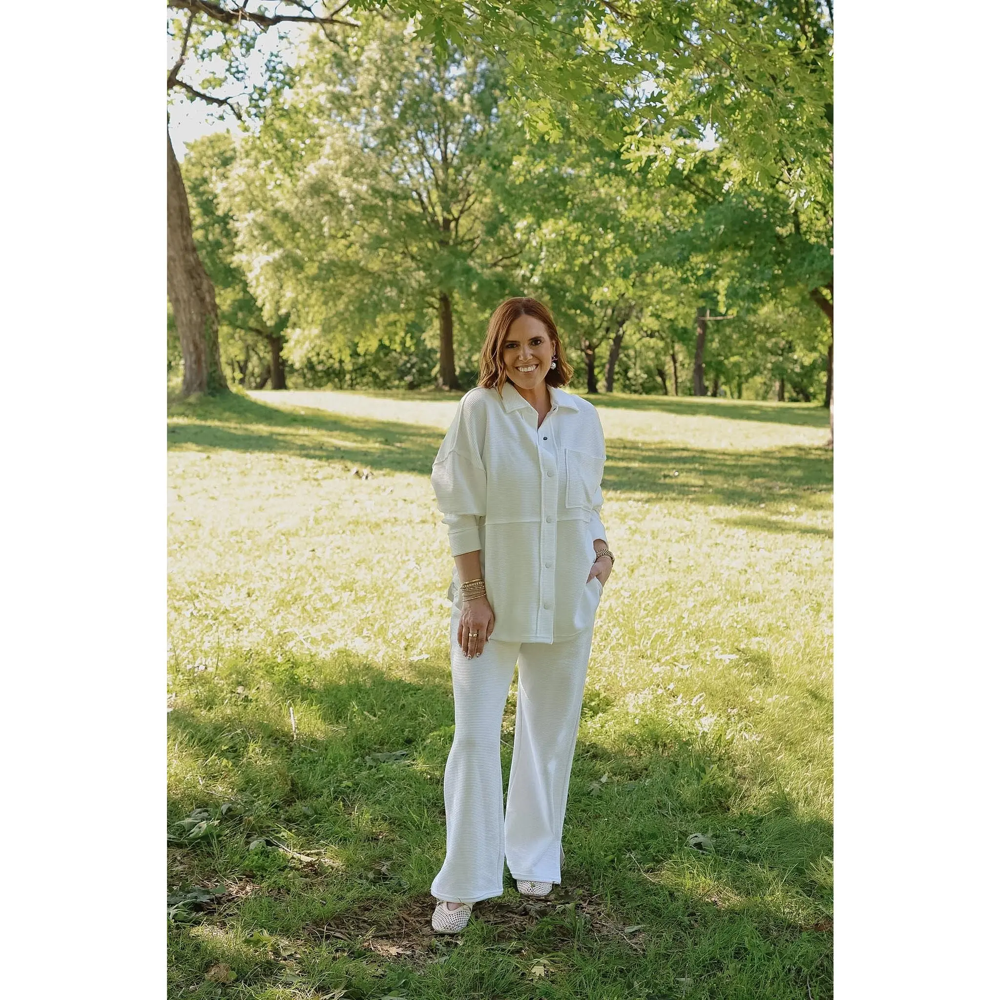 Comfort Cord Wide Leg Pant - White