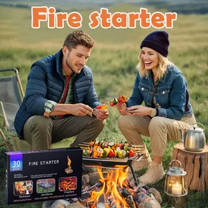 Fire Starter Squares - Fire Starters for Fireplace, Chimney, BBQ Grill, Camping Fire, Water Resistant & Safe Odourless Outdoor Cooking Accessories