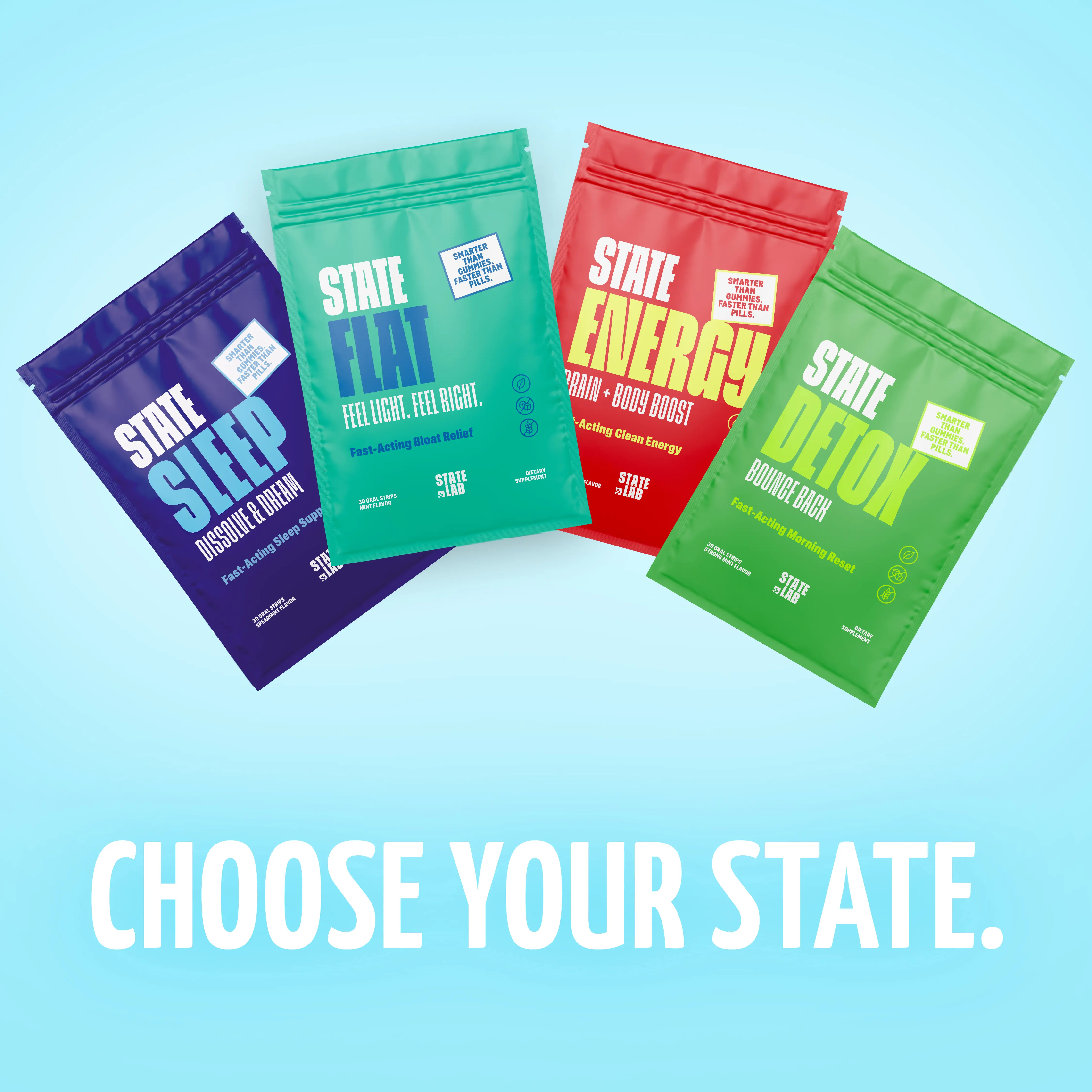STATE ENERGY Fast-Acting Oral Strips for Focus & Clean Energy with