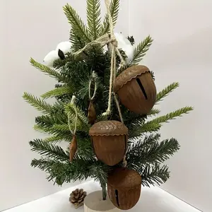 Vintage Rusty Metal Wind Chimes with Large Pine Cone Bells, Perfect for Christmas, Halloween & Thanksgiving Decorations