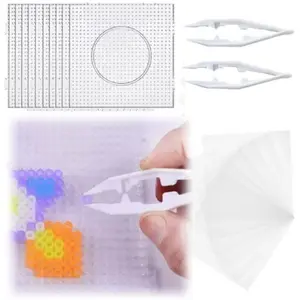 18PCS 5mm Fuse Bead Pegboards, Plastic Fuse Beads Boards with 2 Beads Tweezers, Melty Beads Square Peg Boards Kit for DIY Craft(Excluding bead)