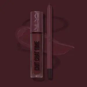 Beauty Creations CHIT CHAT TIME Lip Kit Duo Set with Muted Burgundy Matte Lipstick & Gel Liner for Intense Pigmentation and Lightweight Comfort