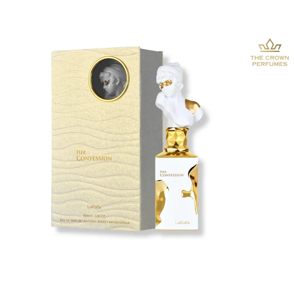 Lattafa Her Confession Alcohol-Based Liquid Eau de Parfum for Women - 3.4 oz (100ml) Limited Edition Daily Wear Vanilla Perfume with Sweet Vanilla, Jasmine, Tuberose Notes, Moderate Projection