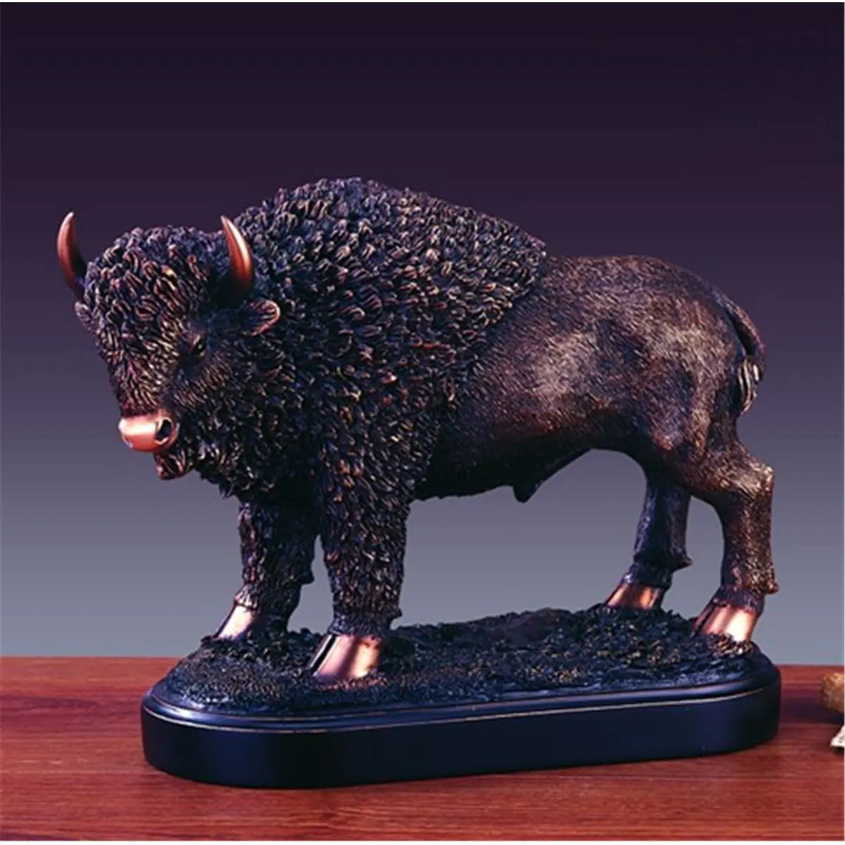 Marian Imports F13061 Bronze Finish Buffalo Motif Resin Stone Sculpture, 12x6x8.5" Decorative Home Decor Statue
