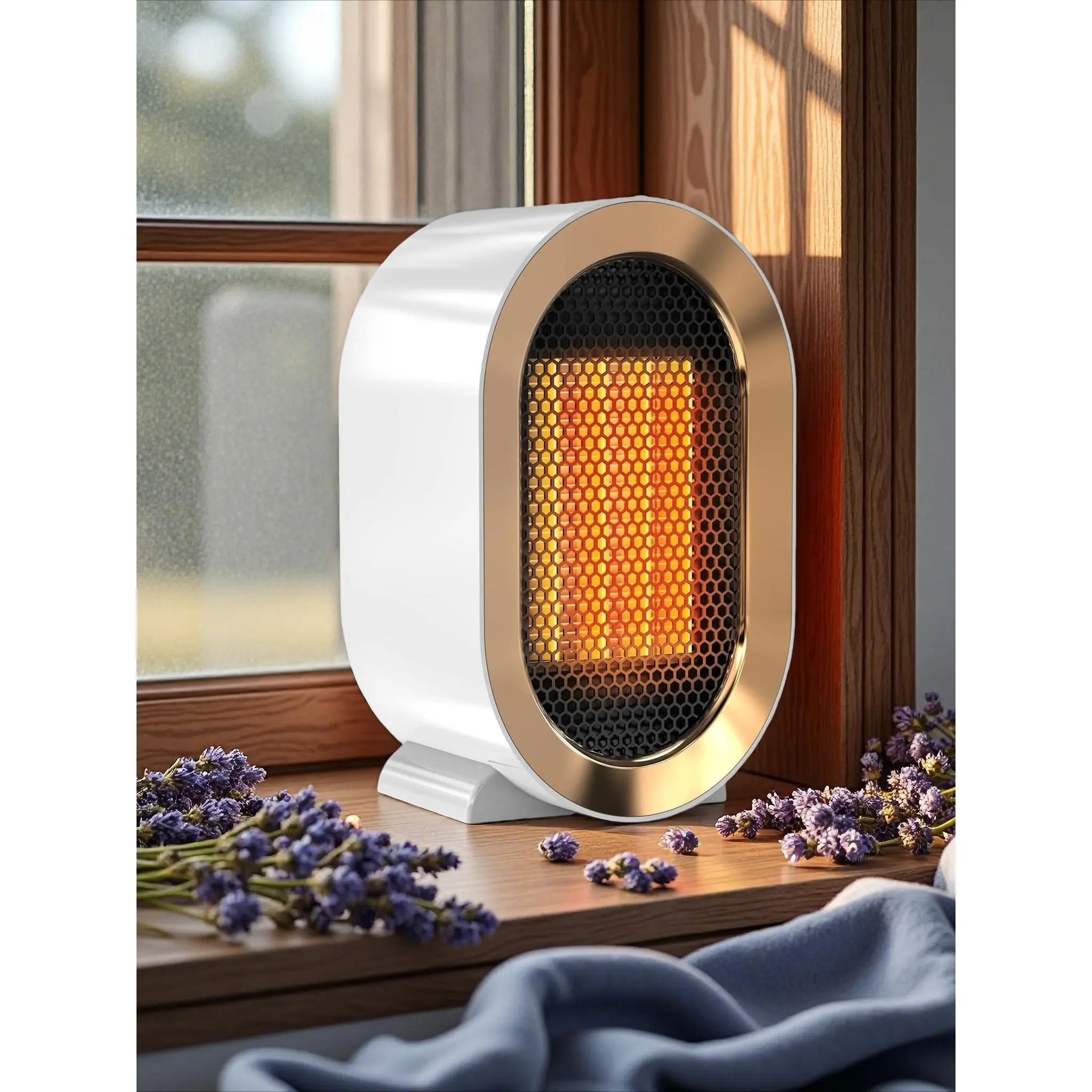 P- Electric Space Heater,Portable Energy Efficient Space Heaters for Indoor Use,Two-Speed Portable Heater Fan for Office with Adjustable,Overheating Protection,Dumping Shutdown (White)