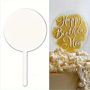 Transparent Blank Round Acrylic Cake Topper, 12pcs/set DIY Wedding Birthday Party Cupcake Insert Card, Cake Decorations Tools, Party Supplies, Bakeware