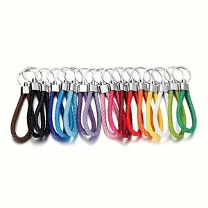 30pcs Vibrant Braided Faux Leather Cord Keychains - Colorful, Durable Car Key Pendants with Metal Clasp - Ideal for Party Favors & Holiday Gifts - Assorted Colors, Cute Keychain
