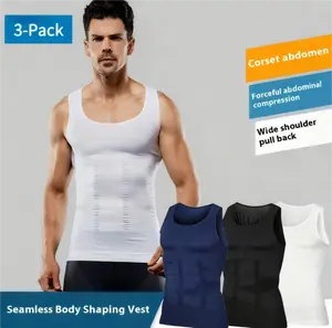 Men’s Compression Shirt Body Shaper, Slimming Vest Tank Top, Tummy Control Workout Undershirt for Gym Fitness