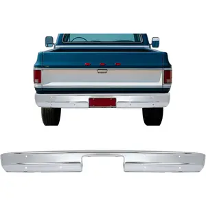 Rear Bumper Face Bar Compatible with 1973-1980 Chevy Chevrolet GMC K5 K10 K20 C10 C20 C30 K15/K1500 K25/K2500 C25/C2500 C35/C3500 Suburban Pickup Jimmy Blazer Fleetside Steel Chrome Silvery