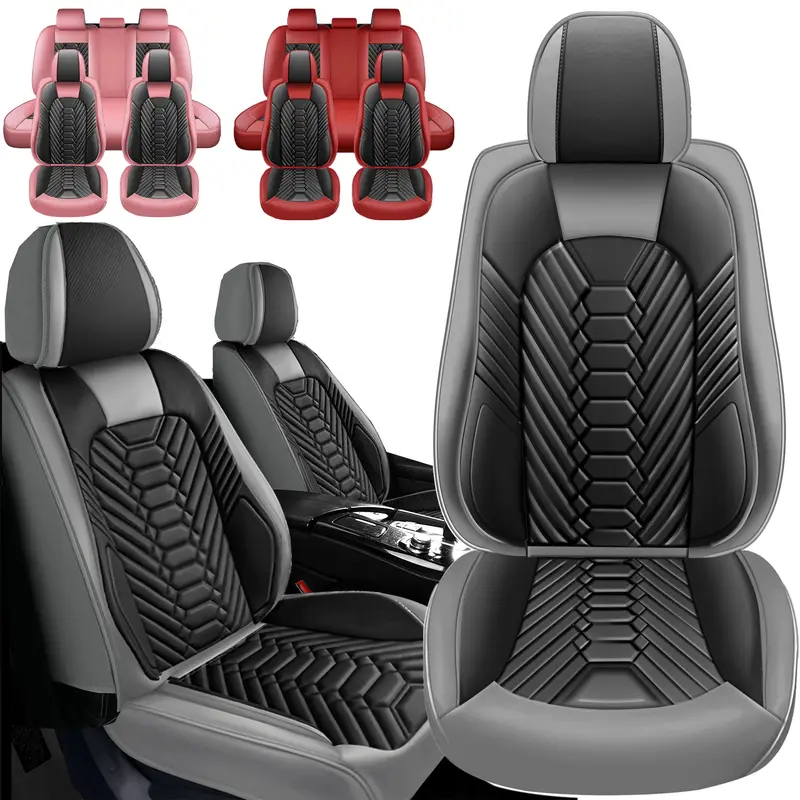 Arespark Car Seat Covers for Toyota Tacoma 2/4 Door 5 Seater 2004-2023 Double Cab Black Red PU Leather Waterproof Interiors Protect Airbag Compatible Universal Fit - Truck Cushion Protector #fathersdaygift