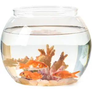 Fish Bowls, 0.5 Gallon Plastic Fish Tanks, Living Room Landscape Desktop Ornaments, Household Landscaping Aquatic Plants Ecological Betta Tank freshwater  fish  tank