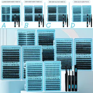 ADORANCE Individual Lash Clusters Kit 444/456/420/267PCS D Curl, Full DIY Eyelash Extension Kit with Bond, Seal & Tweezers for Salon-Quality Looks at Home