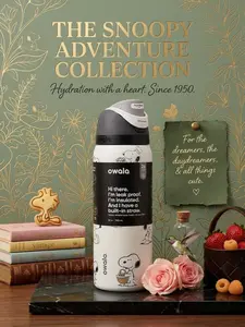 Owala FreeSip 32oz Collector Edition Bottle – Soft Ivory White with Charcoal Accent Leak-Proof Insulated Tumbler