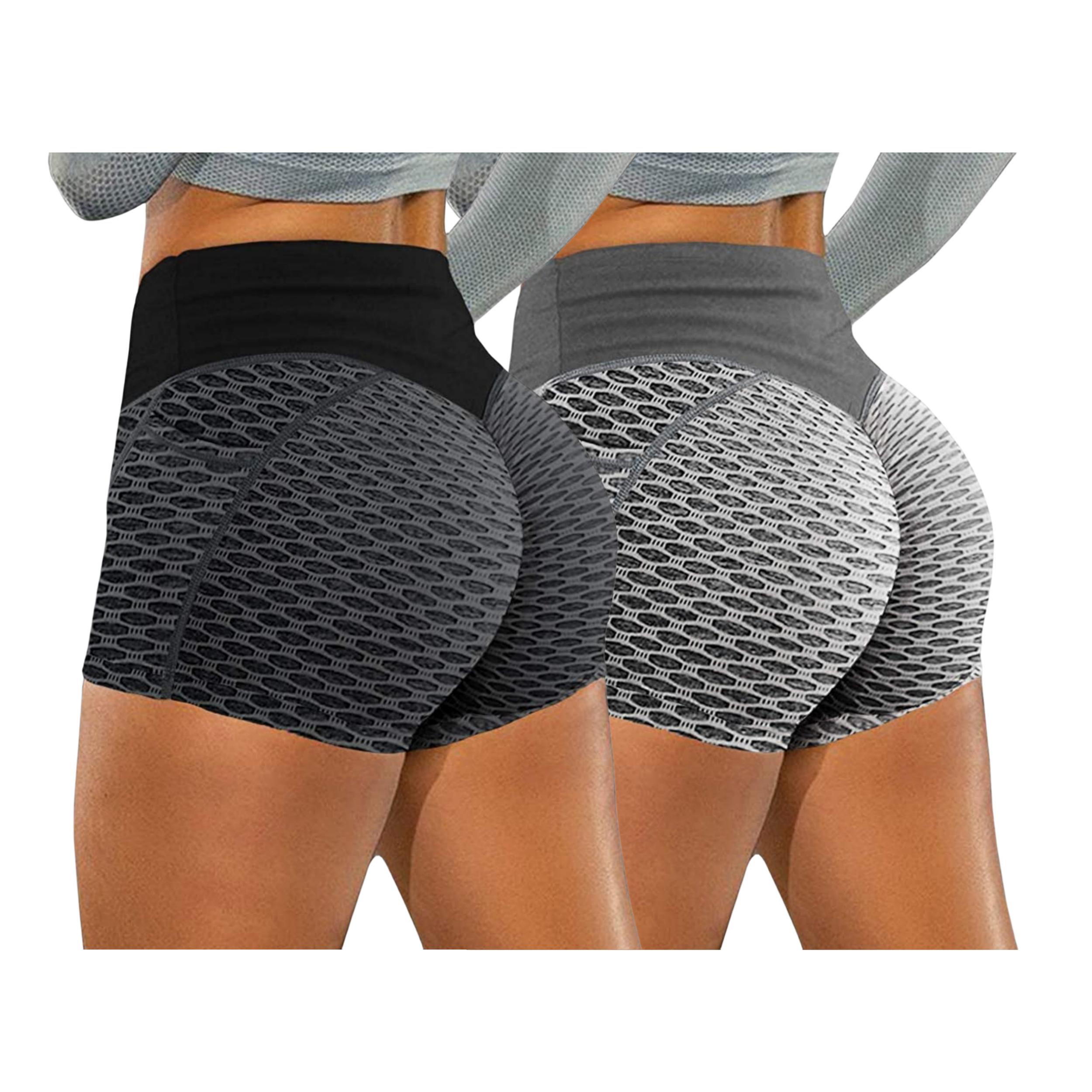 Women High Waist Workout Shorts, Textured Booty Lift Scrunch Butt Anti-Cellulite Gym Yoga Shorts