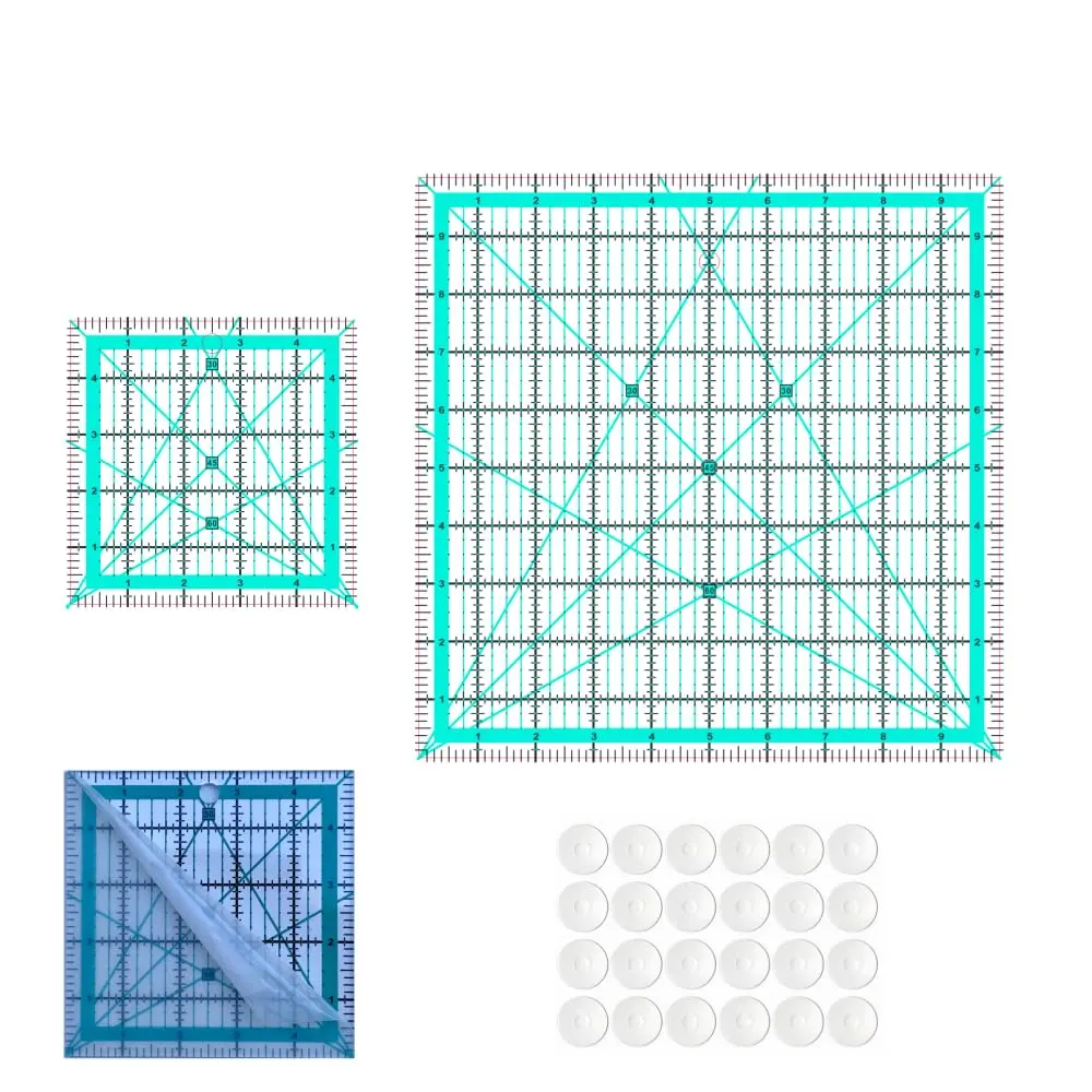 Quilting Square Rulers - 2-Piece Plastic Crafting Measurement Tools (5in/10in Dual Sizes) Home Supplies Quilting Templates, Includes Rulers, Two Piece Set