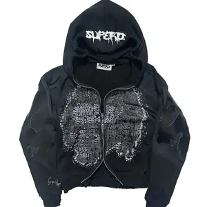CROPPED “HEAD ON A SWIVEL” ZIP UP (BLACK & WHITE)