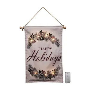 LumaBase Lighted Wall Banner w/Remote Control - Happy Holidays