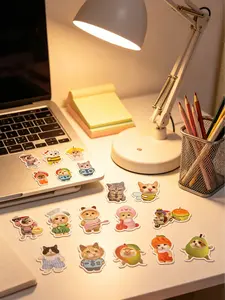 62PCS Aesthetic Cat Stickers Bi Bi La Bu Mixed Cartoon Kitten Vinyl Waterproof Decals for Kindle Laptop Phone Case WaterBottle Adorable Feline Character Art Stickers for Students Kids Fans High Quality Matte Finish Fridge Decor StickerPack