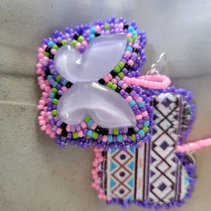 Butterfly Earrings - Multi-Colored Beads with Butterfly Design and Colorful Beads in Purple and Pink, Lightweight and Unique Style